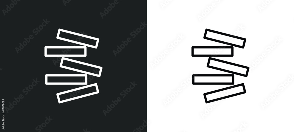 jenga line icon in white and black colors. jenga flat vector icon from jenga collection for web, mobile apps and ui.