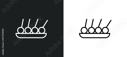 skewer line icon in white and black colors. skewer flat vector icon from skewer collection for web, mobile apps and ui.