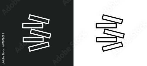 jenga line icon in white and black colors. jenga flat vector icon from jenga collection for web, mobile apps and ui.