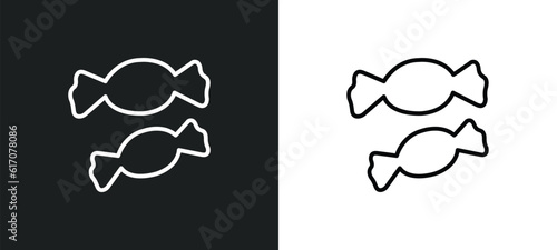 two candies line icon in white and black colors. two candies flat vector icon from two candies collection for web, mobile apps and ui.