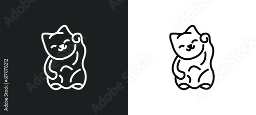 japanese cat line icon in white and black colors. japanese cat flat vector icon from japanese cat collection for web, mobile apps and ui.