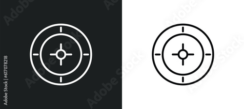 roulette table line icon in white and black colors. roulette table flat vector icon from roulette table collection for web, mobile apps and ui.