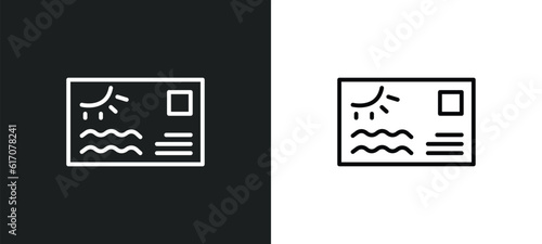 sea business card line icon in white and black colors. sea business card flat vector icon from sea business card collection for web, mobile apps and ui.