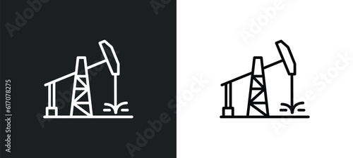 oil tower line icon in white and black colors. oil tower flat vector icon from oil tower collection for web, mobile apps and ui.