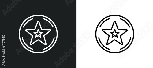 star inside circle line icon in white and black colors. star inside circle flat vector icon from star inside circle collection for web, mobile apps and ui.