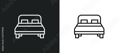hotel bed line icon in white and black colors. hotel bed flat vector icon from hotel bed collection for web, mobile apps and ui.