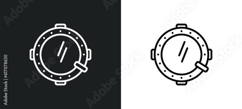 porthole line icon in white and black colors. porthole flat vector icon from porthole collection for web, mobile apps and ui.