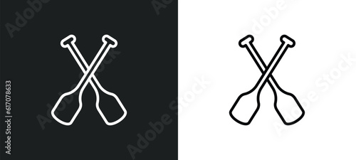paddles line icon in white and black colors. paddles flat vector icon from paddles collection for web, mobile apps and ui.