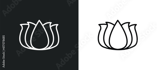 beautiful lotus flower line icon in white and black colors. beautiful lotus flower flat vector icon from beautiful lotus flower collection for web, mobile apps and ui.