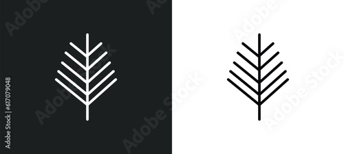 Konstfotografi yew leaf line icon in white and black colors
