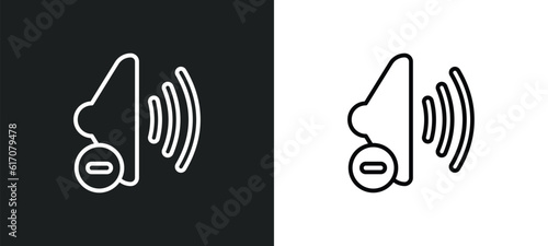 low volume speaker line icon in white and black colors. low volume speaker flat vector icon from low volume speaker collection for web, mobile apps and ui.