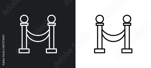 museum fencing line icon in white and black colors. museum fencing flat vector icon from museum fencing collection for web, mobile apps and ui.