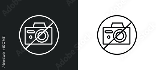 no photo line icon in white and black colors. no photo flat vector icon from no photo collection for web, mobile apps and ui.