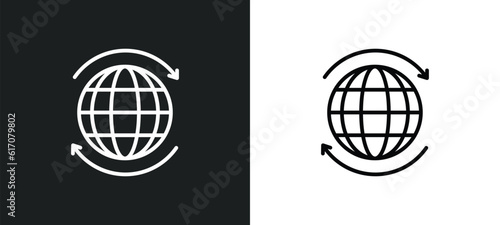 world wide line icon in white and black colors. world wide flat vector icon from world wide collection for web, mobile apps and ui.