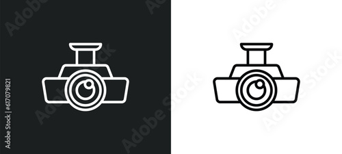 big video projector line icon in white and black colors. big video projector flat vector icon from big video projector collection for web, mobile apps and ui.