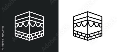 kaaba building line icon in white and black colors. kaaba building flat vector icon from kaaba building collection for web, mobile apps and ui. photo