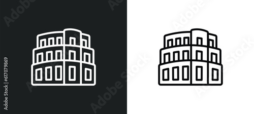pula arena line icon in white and black colors. pula arena flat vector icon from pula arena collection for web, mobile apps and ui.