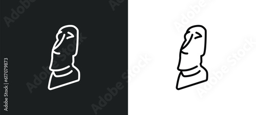 moia statues line icon in white and black colors. moia statues flat vector icon from moia statues collection for web, mobile apps and ui.