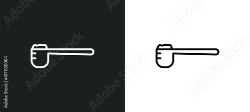 measuring spoon line icon in white and black colors. measuring spoon flat vector icon from measuring spoon collection for web, mobile apps and ui.