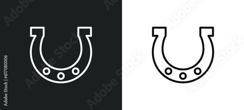 horseshoes line icon in white and black colors. horseshoes flat vector icon from horseshoes collection for web, mobile apps and ui.