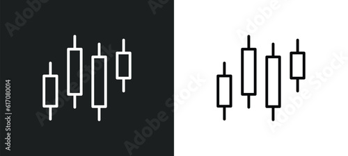 candlesticks line icon in white and black colors. candlesticks flat vector icon from candlesticks collection for web, mobile apps and ui.
