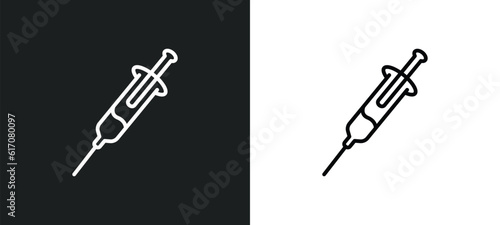 syringe with medicine line icon in white and black colors. syringe with medicine flat vector icon from syringe with medicine collection for web, mobile apps and ui.