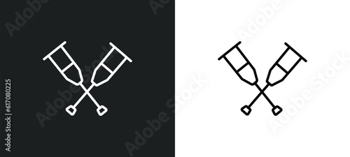 crutch line icon in white and black colors. crutch flat vector icon from crutch collection for web, mobile apps and ui.