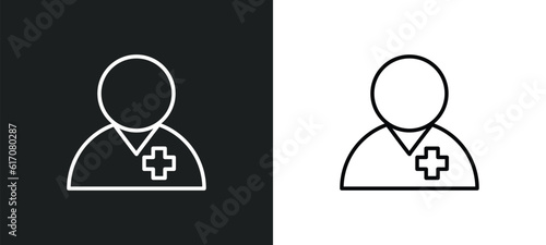 patient line icon in white and black colors. patient flat vector icon from patient collection for web, mobile apps and ui.