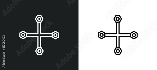 changing wheels tool line icon in white and black colors. changing wheels tool flat vector icon from changing wheels tool collection for web, mobile apps and ui.