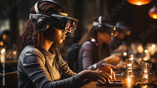 Future virtual reality learning process for children in a kindergarten daycare using Vision glasses for multimedial training and imagination  photo