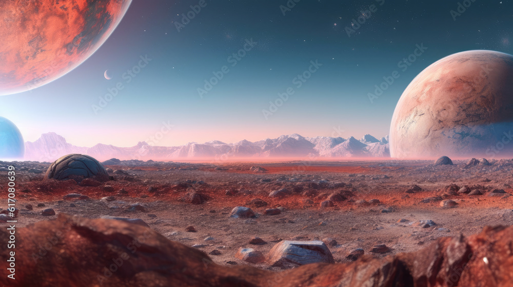 alien planet in space created with Generative AI Technology