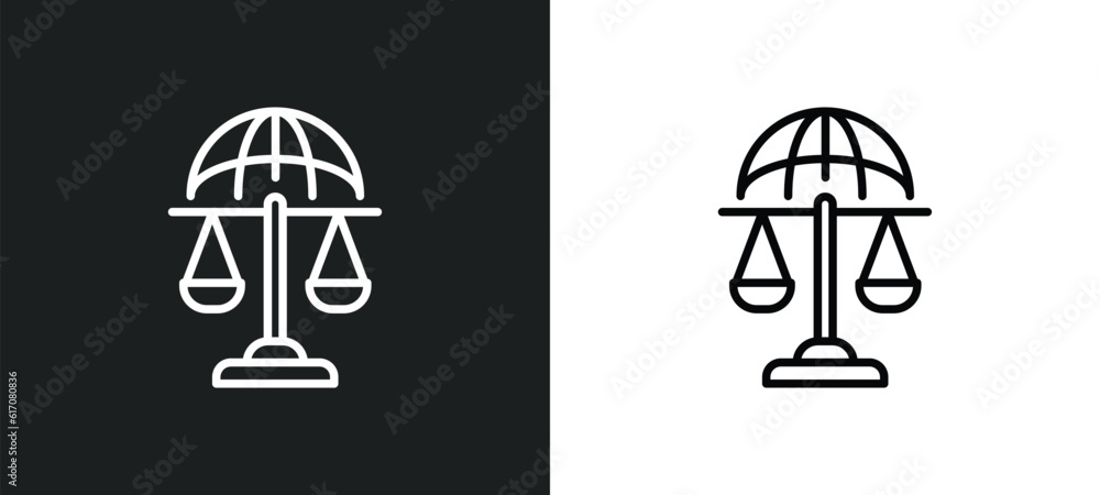 international law line icon in white and black colors. international law flat vector icon from international law collection for web, mobile apps and ui. international law line icon in white and black colors. international law flat vector icon from international law collection for web, mobile apps and ui.
