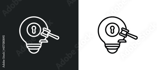 intellectual property line icon in white and black colors. intellectual property flat vector icon from intellectual property collection for web, mobile apps and ui.