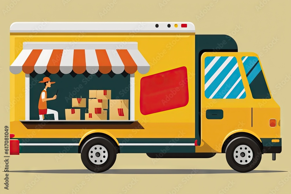 Fototapeta premium Flat design vector illustration concept of online delivery of goods and products