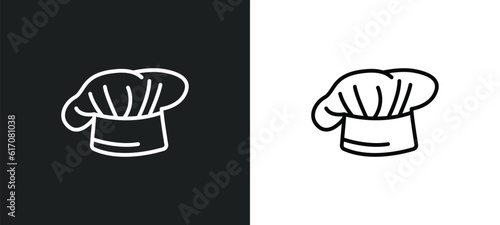chef hat line icon in white and black colors. chef hat flat vector icon from chef hat collection for web, mobile apps and ui.