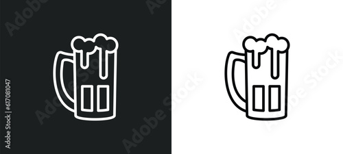 beer line icon in white and black colors. beer flat vector icon from beer collection for web  mobile apps and ui.