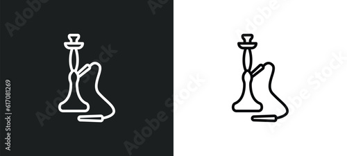 hookah line icon in white and black colors. hookah flat vector icon from hookah collection for web, mobile apps and ui.