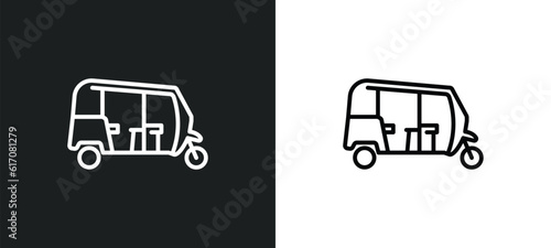 tuk tuk line icon in white and black colors. tuk flat vector icon from collection for web, mobile apps and ui.