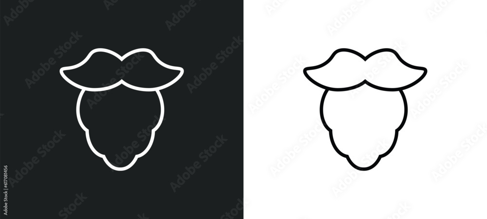 beardy line icon in white and black colors. beardy flat vector icon from beardy collection for web, mobile apps and ui.