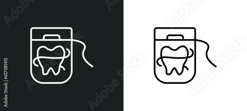 flossing line icon in white and black colors. flossing flat vector icon from flossing collection for web, mobile apps and ui.