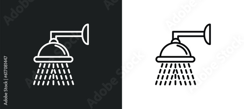 douche line icon in white and black colors. douche flat vector icon from douche collection for web, mobile apps and ui.