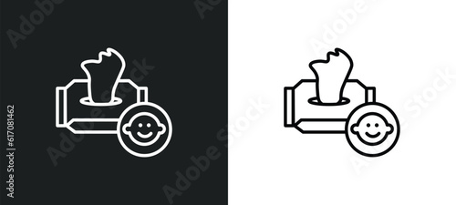 baby wipe line icon in white and black colors. baby wipe flat vector icon from baby wipe collection for web, mobile apps and ui.