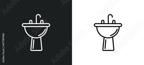 washbowl line icon in white and black colors. washbowl flat vector icon from washbowl collection for web, mobile apps and ui.