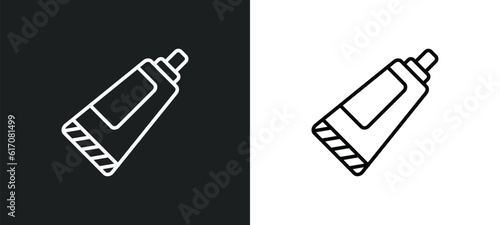 tooth paste line icon in white and black colors. tooth paste flat vector icon from tooth paste collection for web, mobile apps and ui.