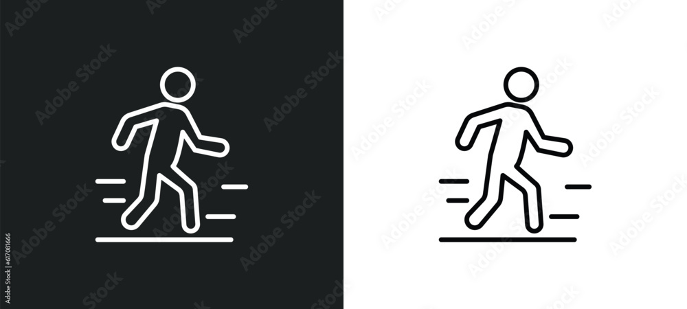 Fototapeta premium walk line icon in white and black colors. walk flat vector icon from walk collection for web, mobile apps and ui.