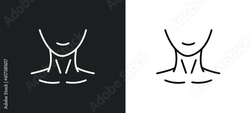 human neck line icon in white and black colors. human neck flat vector icon from human neck collection for web, mobile apps and ui.