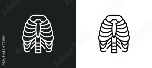 human ribs line icon in white and black colors. human ribs flat vector icon from human ribs collection for web, mobile apps and ui.