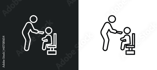 feeding line icon in white and black colors. feeding flat vector icon from feeding collection for web, mobile apps and ui.