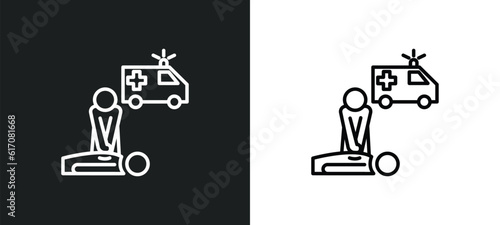 cpr line icon in white and black colors. cpr flat vector icon from cpr collection for web, mobile apps and ui. photo