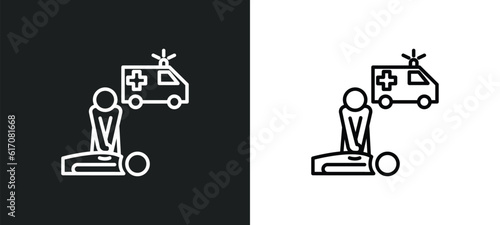 cpr line icon in white and black colors. cpr flat vector icon from cpr collection for web, mobile apps and ui.